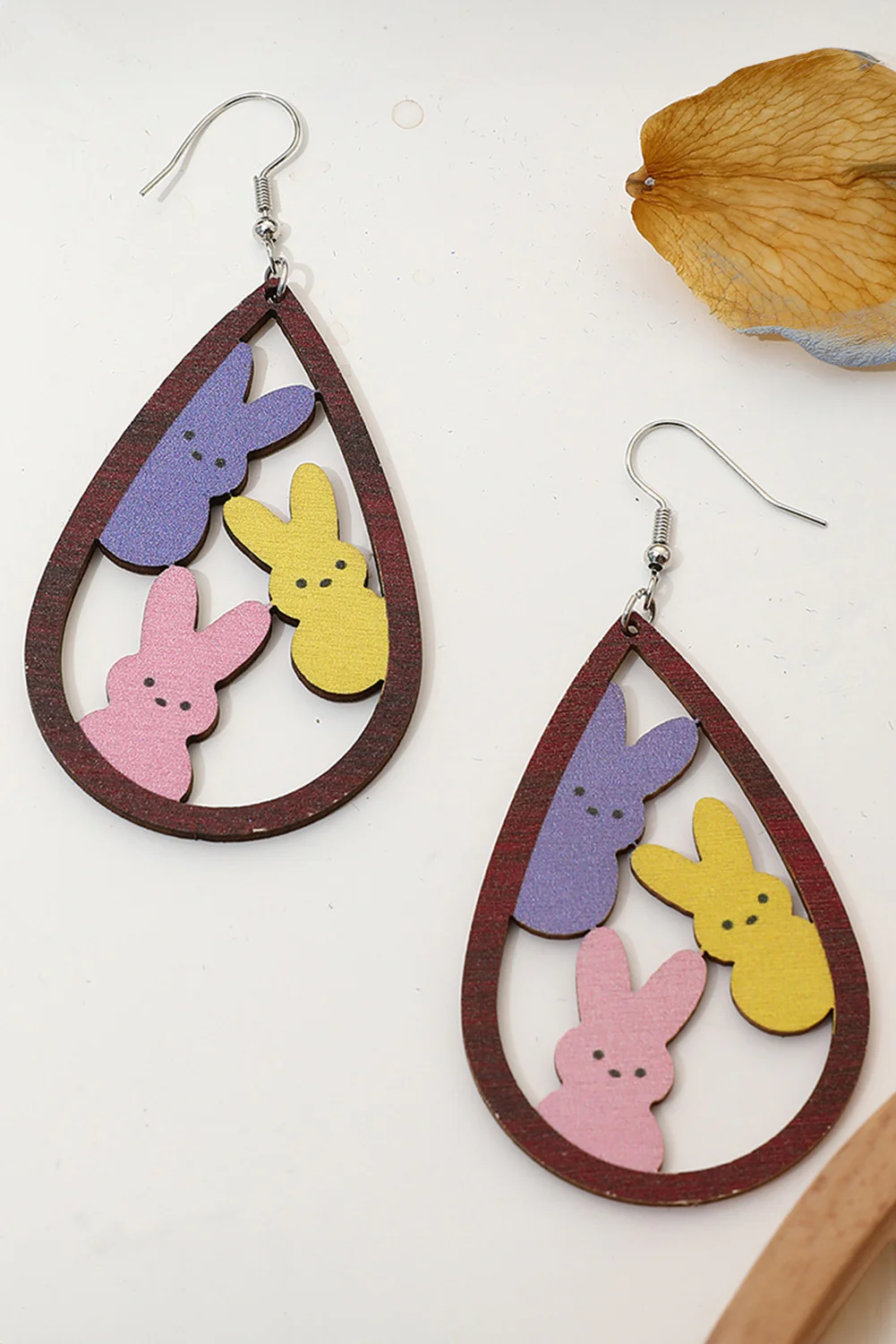 Easter Bunny Doll Wooden Earrings