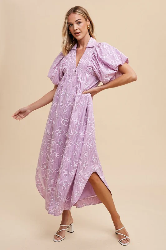 Wear Floral Smock Detail Puff Sleeve Dress