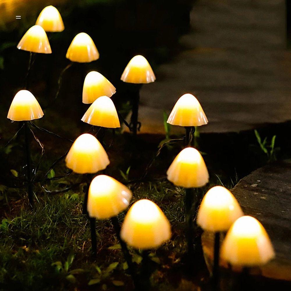 Small Mushroom Waterproof LED RGB Solar Lights Outdoor String Lights