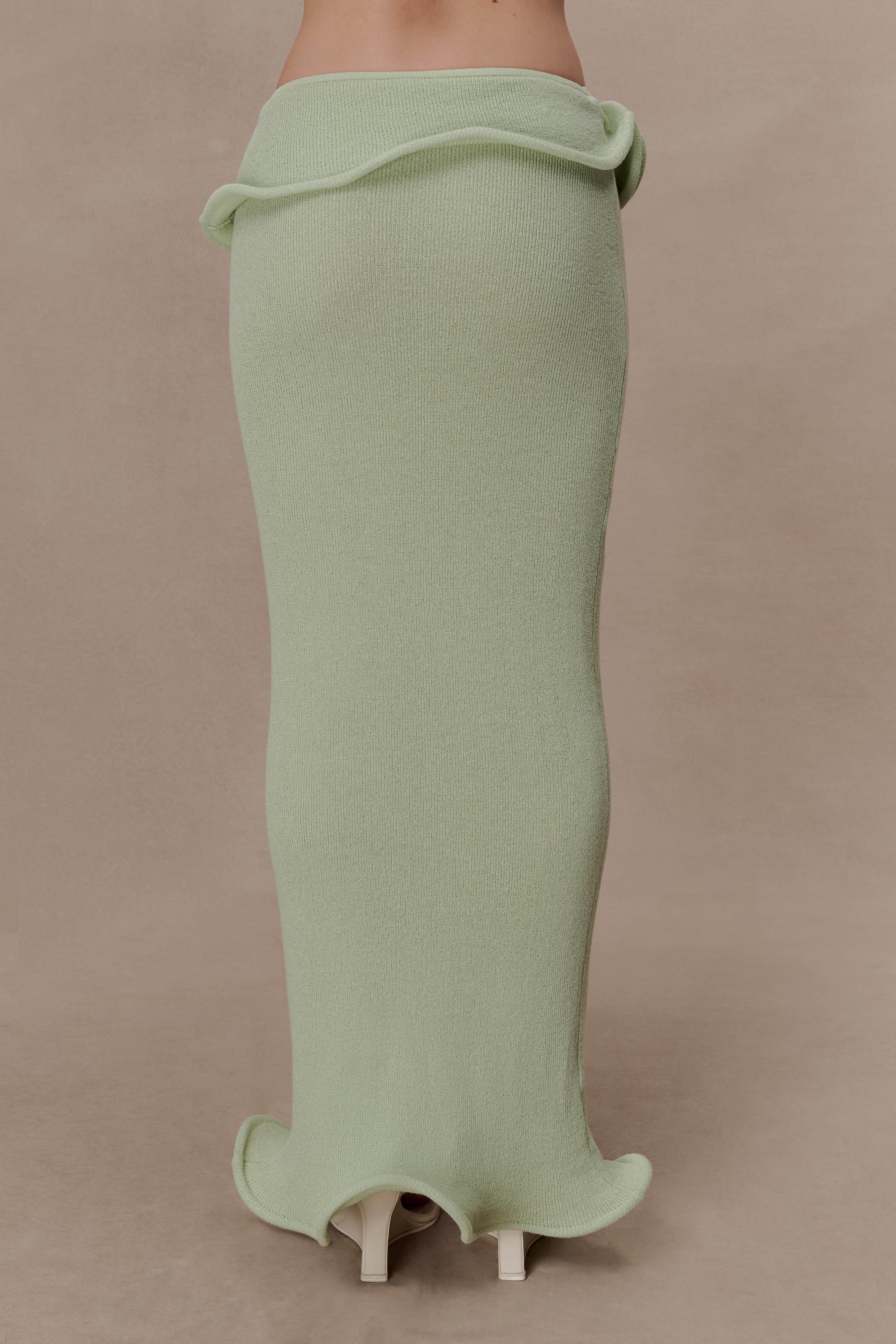 Green Knit Wired Maxi Skirt