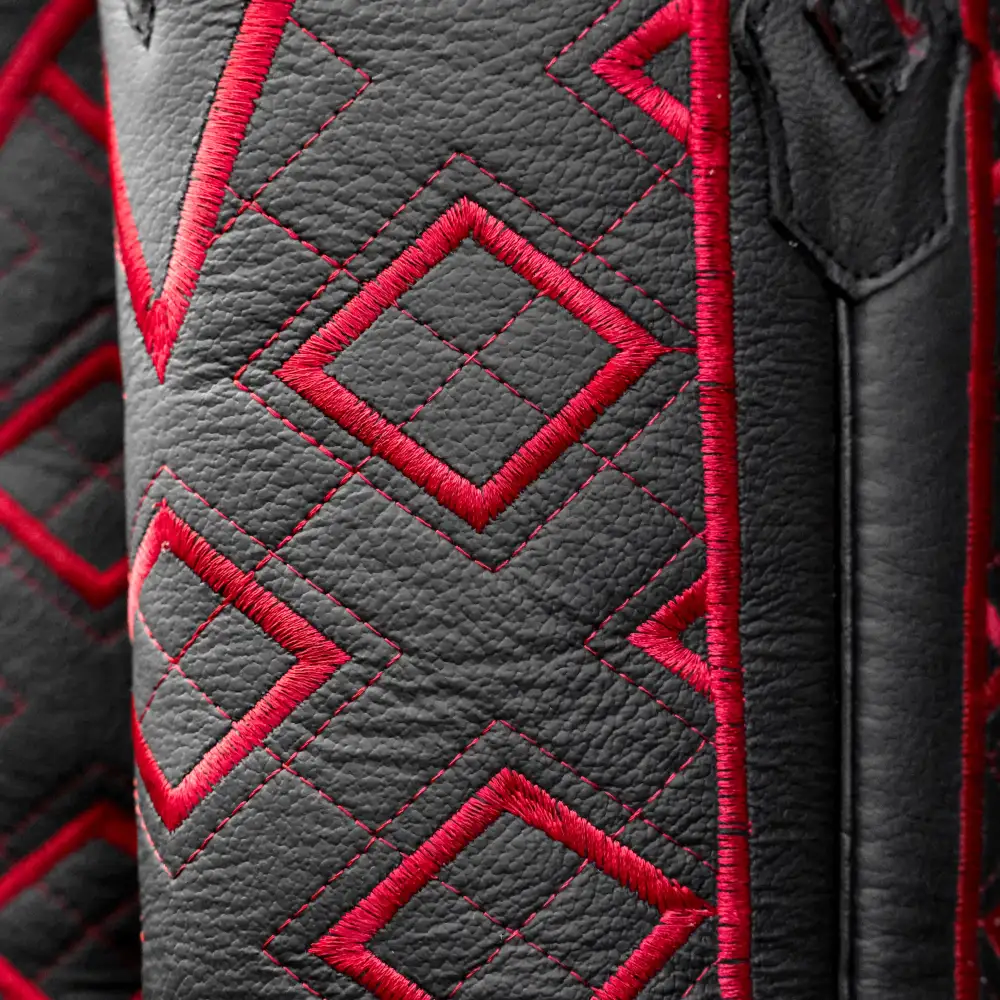 Black Cherry Pirarucu Leather Boots - Square Toe