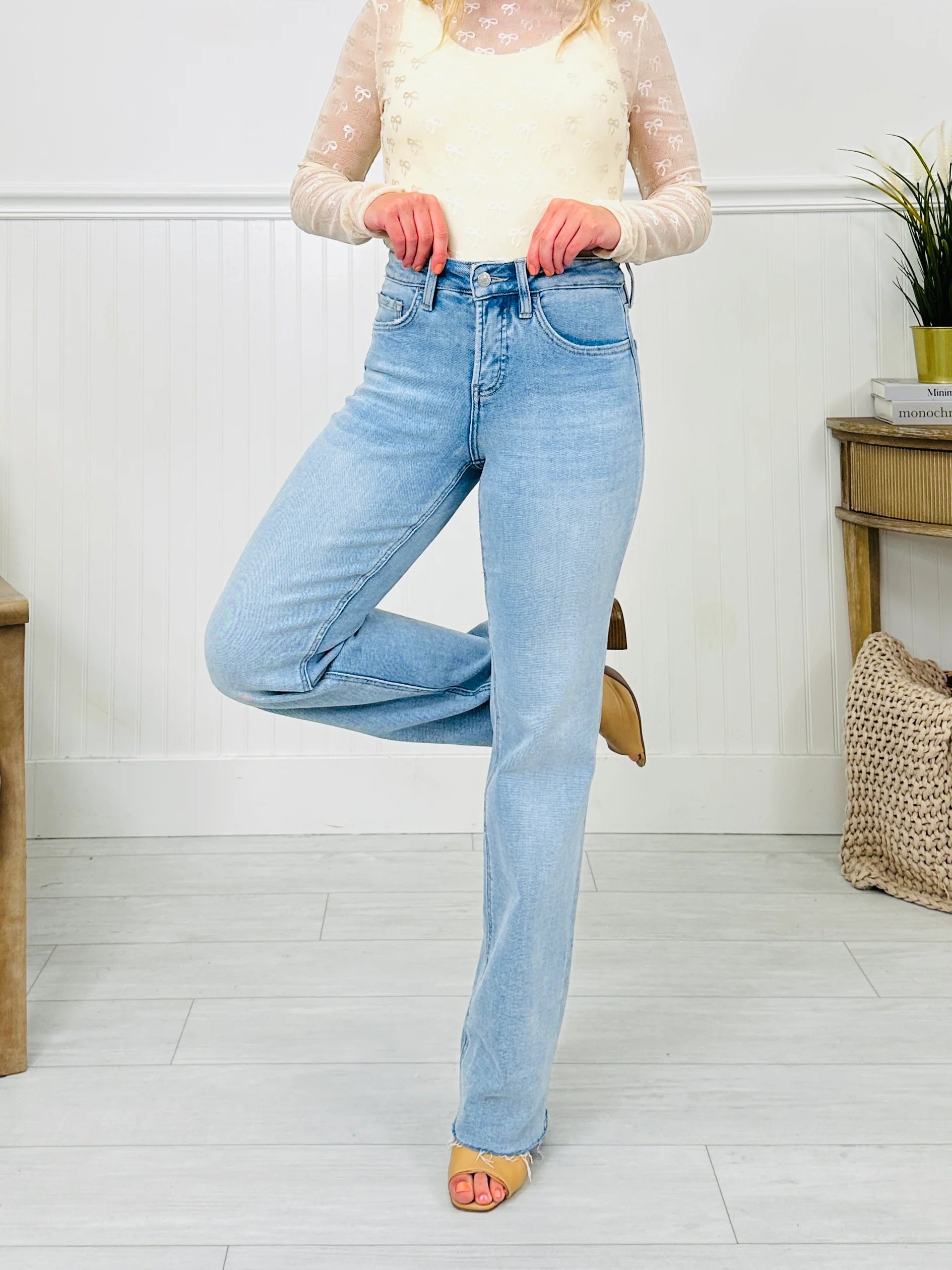Feeling Brand New Slim Wide Leg Tummy Control Jeans