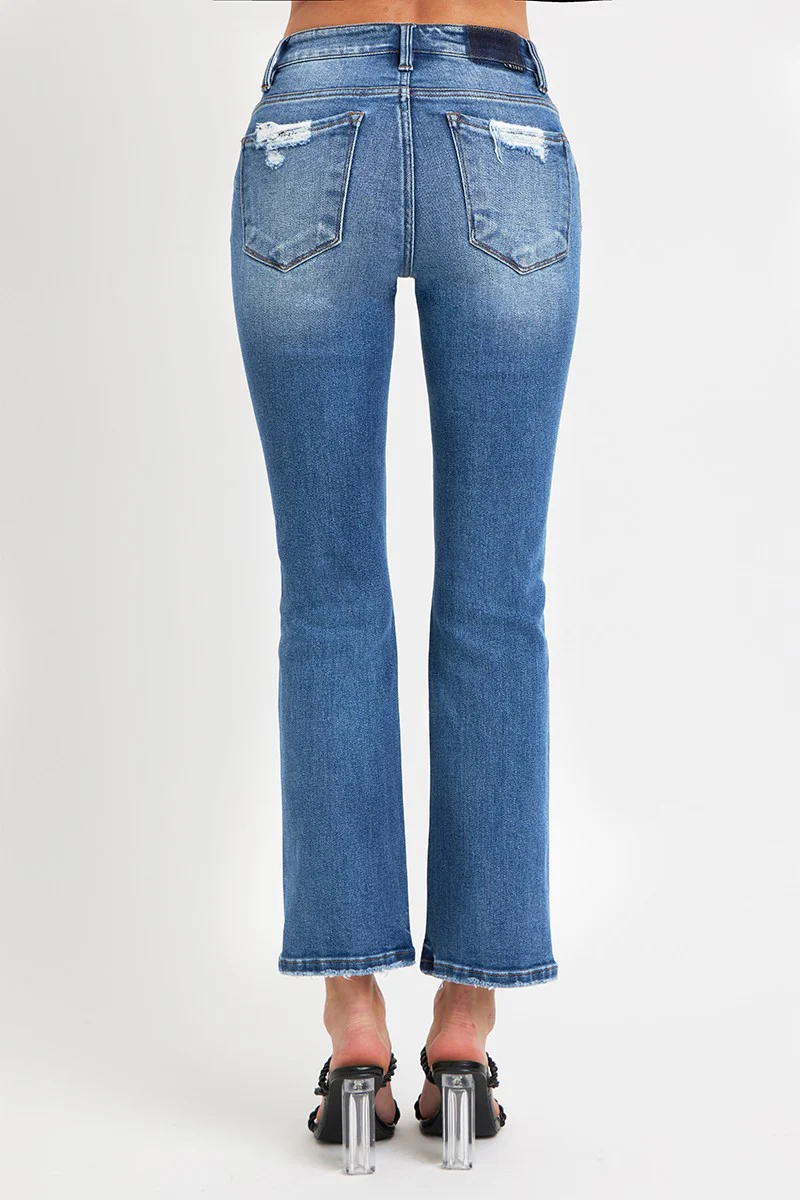 Full Size Mid Rise Ankle Straight Jeans with Pockets