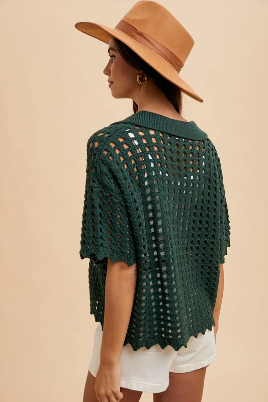 Wear Openwork Johnny Collar Knit Cover Up