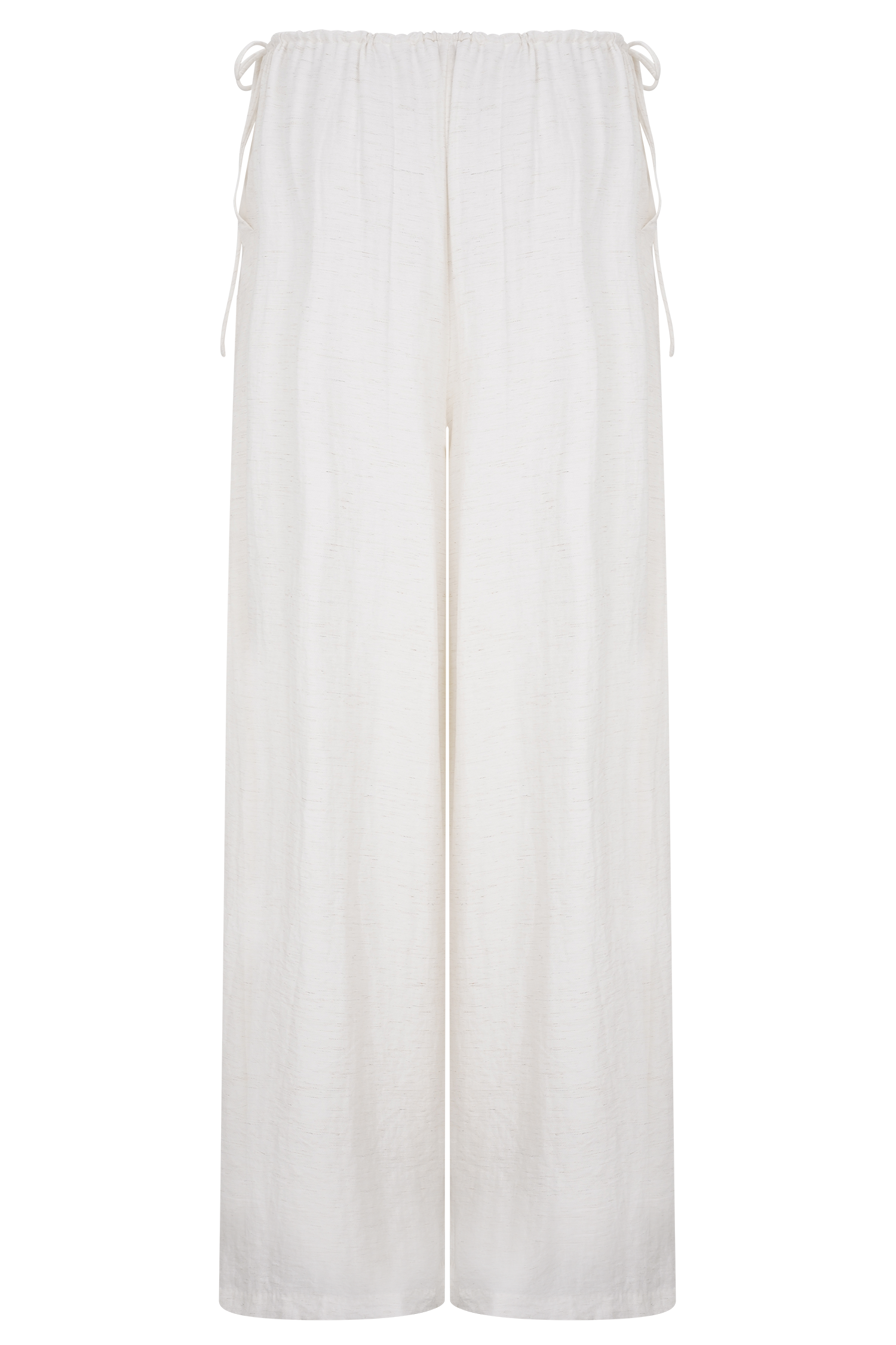 White Drawstring Straight Leg Pants