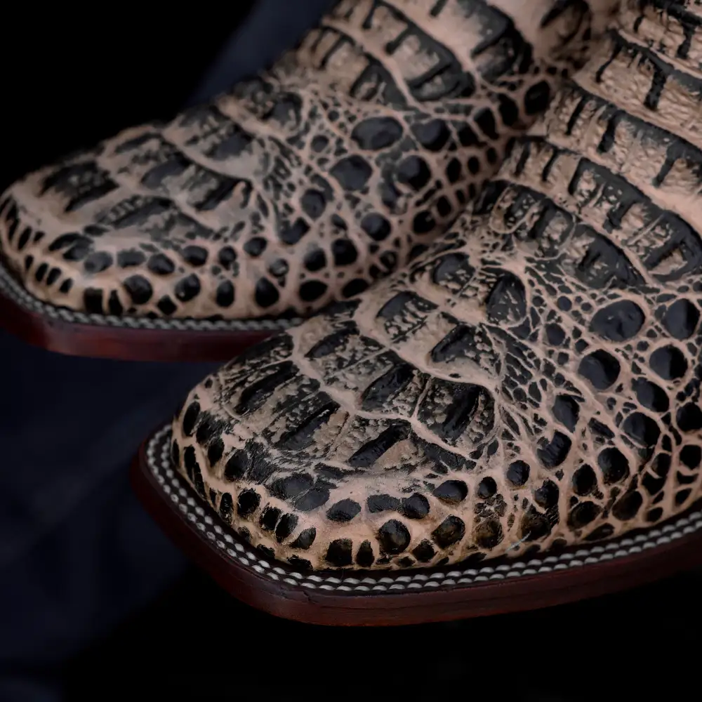 Orix Caiman Neck Leather Boots- Square Toe