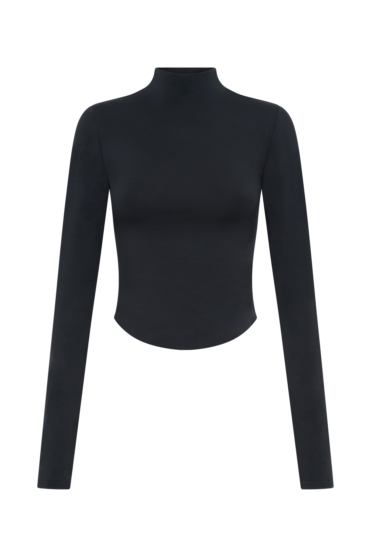 Black Modal Long Sleeve High Neck Top