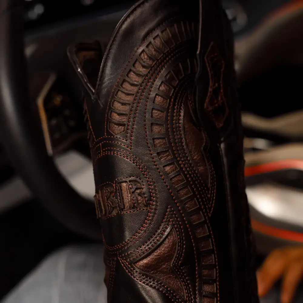 Chocolate Brown Caiman Belly Leather Boots - Square Toe