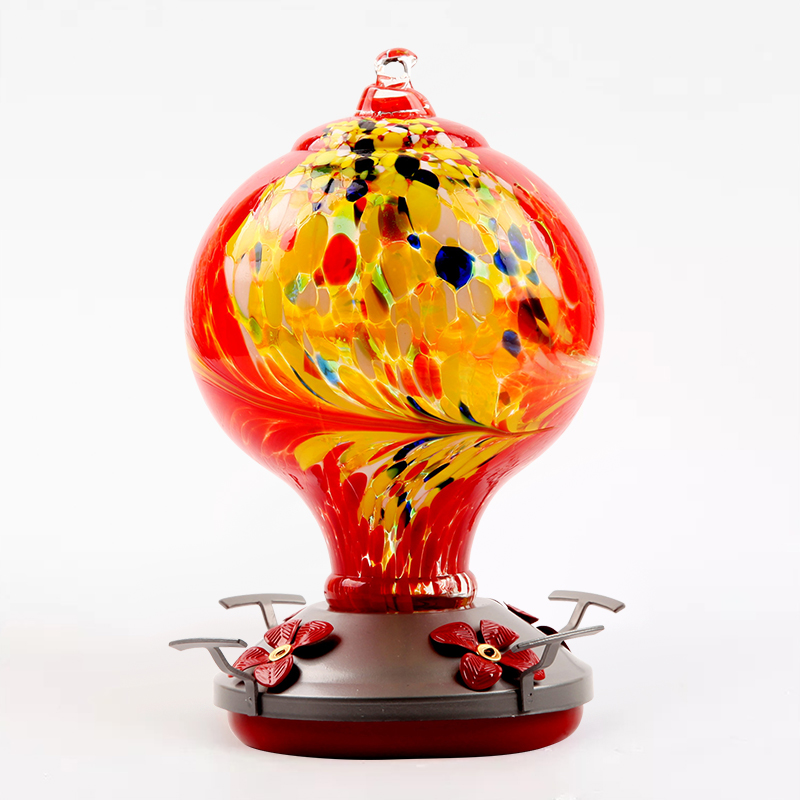 Hand Blown Glass Hummingbird Feeder  - 32 Ounces