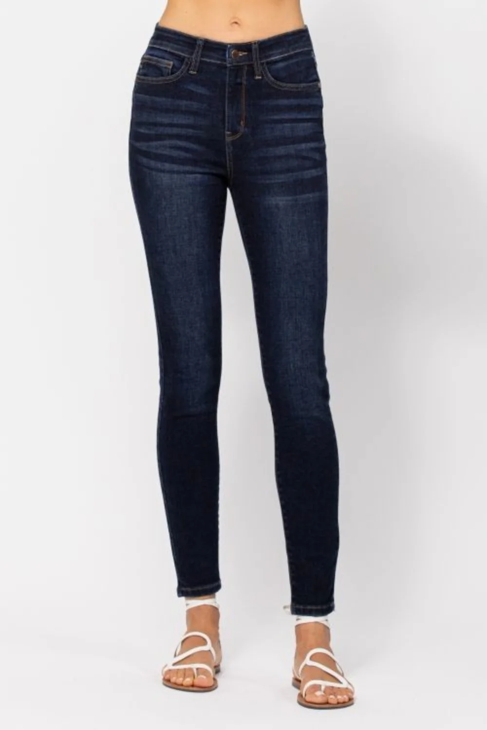 Blue Full Size High Waist Handsand Skinny Jeans