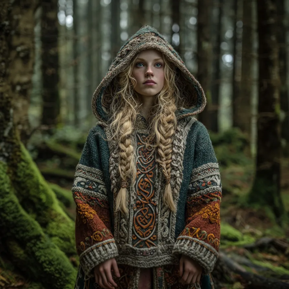 Women's Viking-style Winter Warm Hooded Knitted Sweater