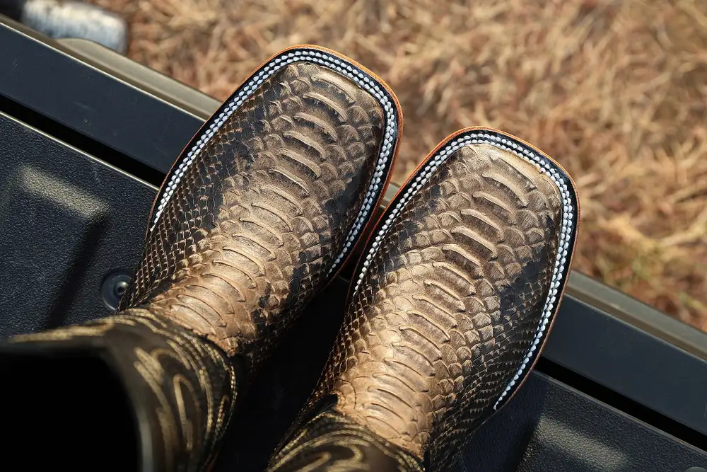 Men’s Dusty Brown Python Leather Boots With Black Shaft