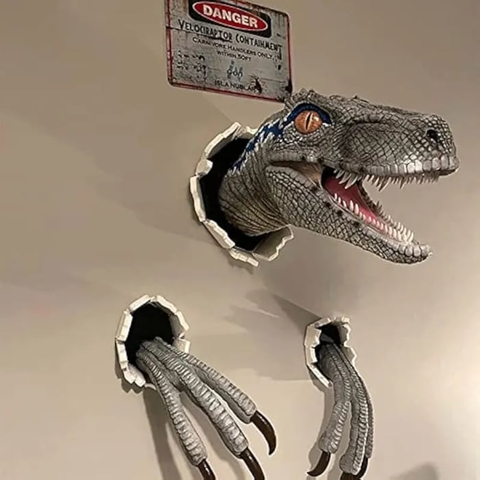 3D Wall Mount Dinosaur Bust Sculpture