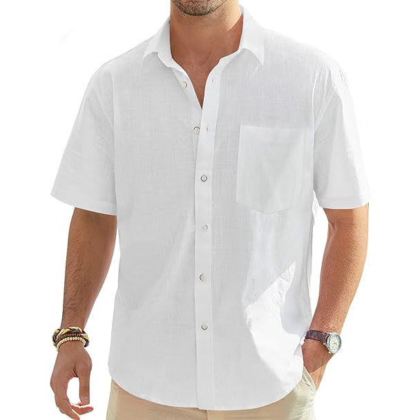 Men's Cotton Linen Short Sleeve Shirts