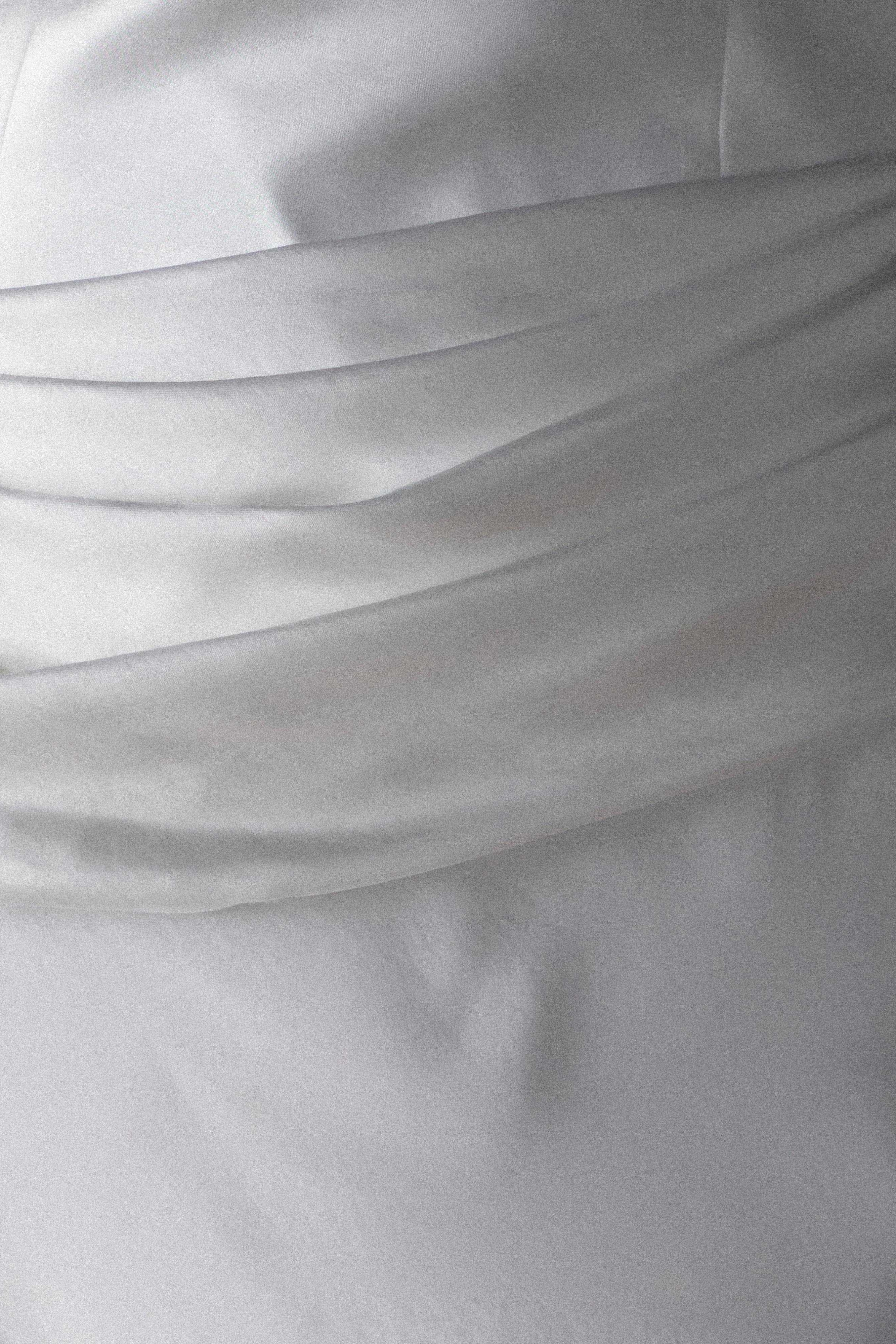 White Strapless Satin Maxi Dress