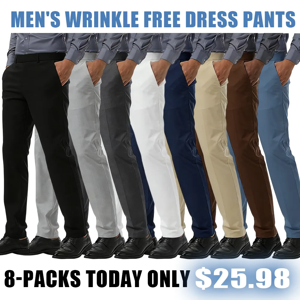 Men's Slim Fit Wrinkle Free Dress Pants