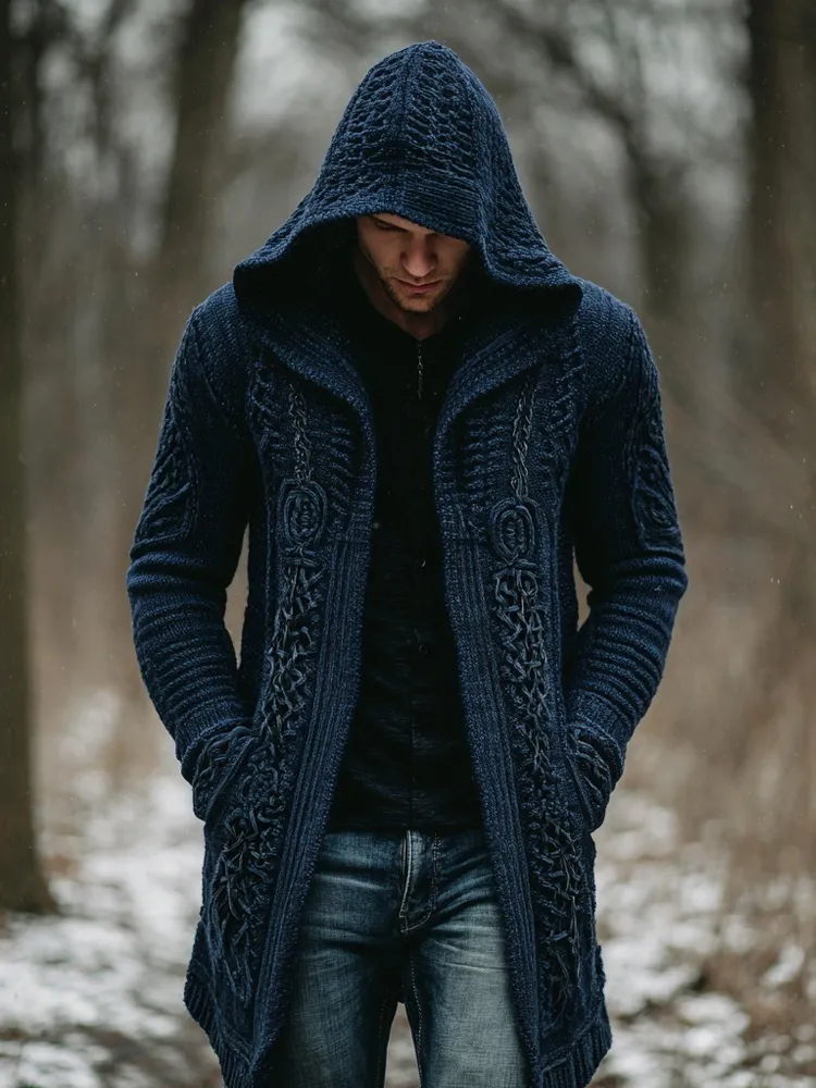 Men's Viking Inspired Vintage Cozy Knit Sweater Coat