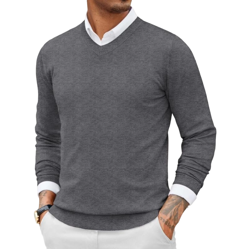 Fall Outfits 2-Pack Knitted Ribbed V-neck Casual Jumper Knitwear Classic Fabric Fashion Menswear Shirt Soft Sweater Office