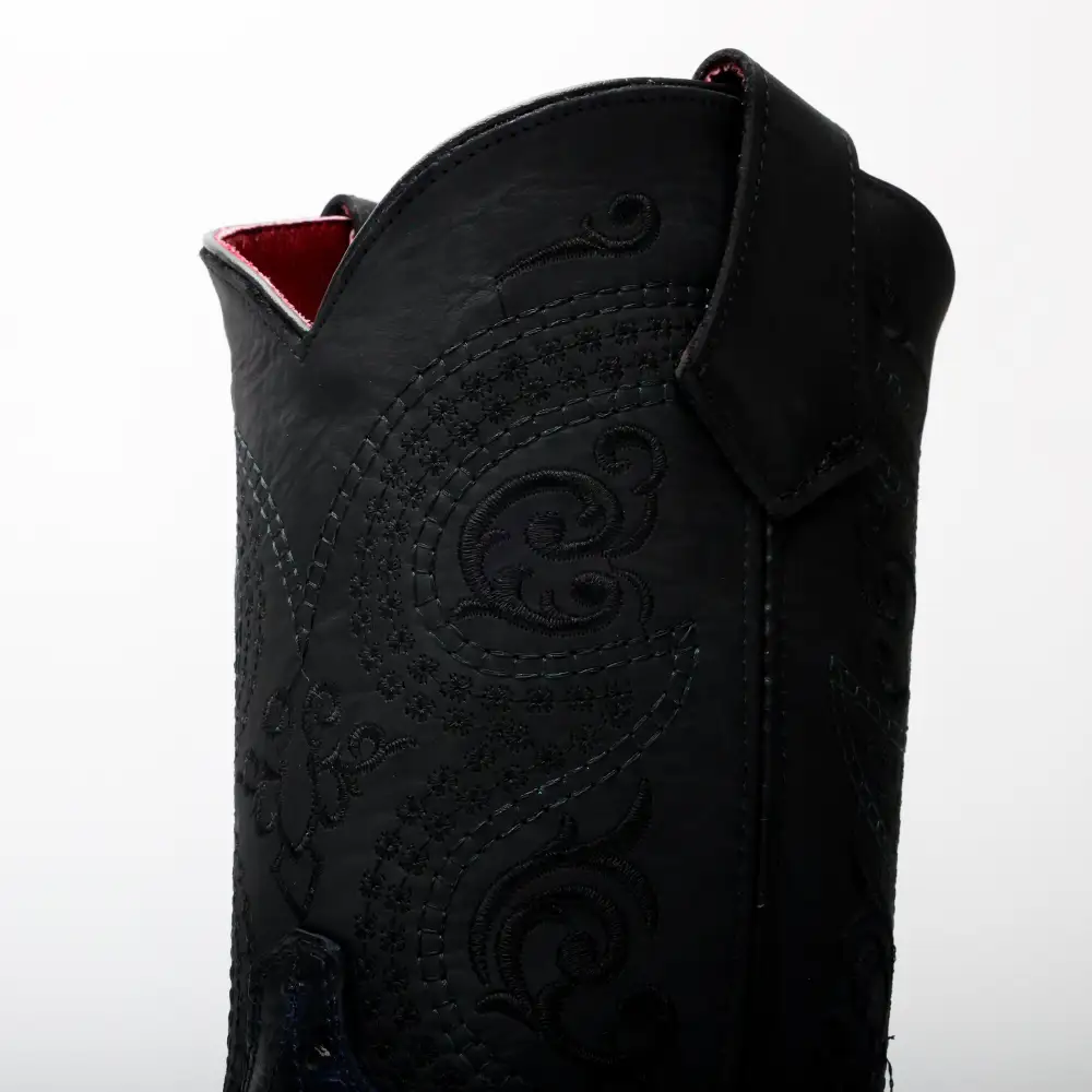 Black/Blue Ostrich Leather Boots With 3D Lightweight Sole - Composite Toe