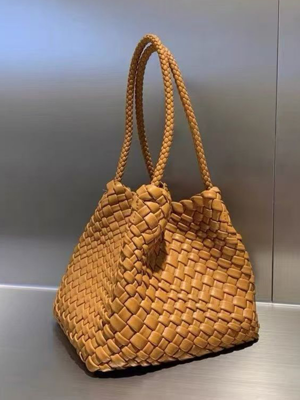 Solid Color Split-Joint Woven Handbags Bags