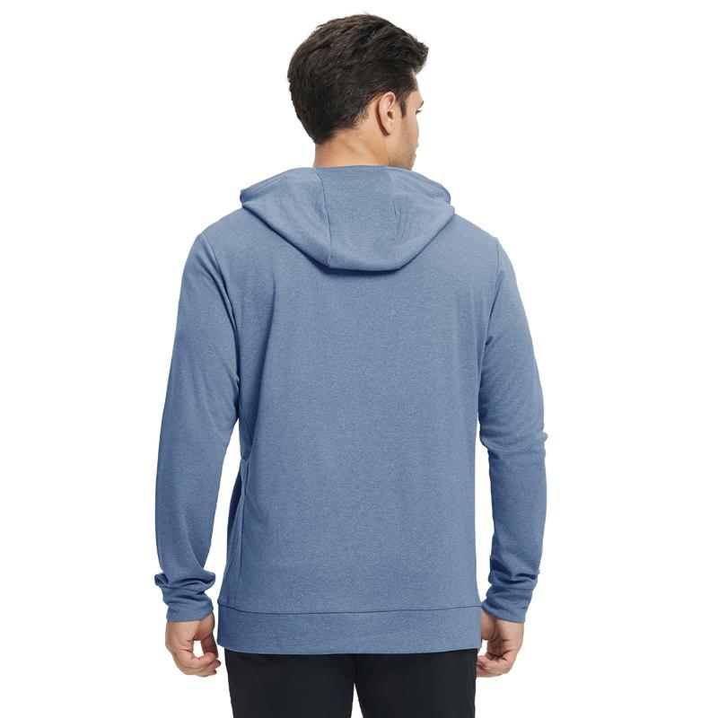 Men’s Solid Color Lightweight Golf Hoodie, 4-Way Stretch Breathable Dry Fit Pullover, Athletic Casual Fall Fashion drawstring sweatshirt Menswear Tops