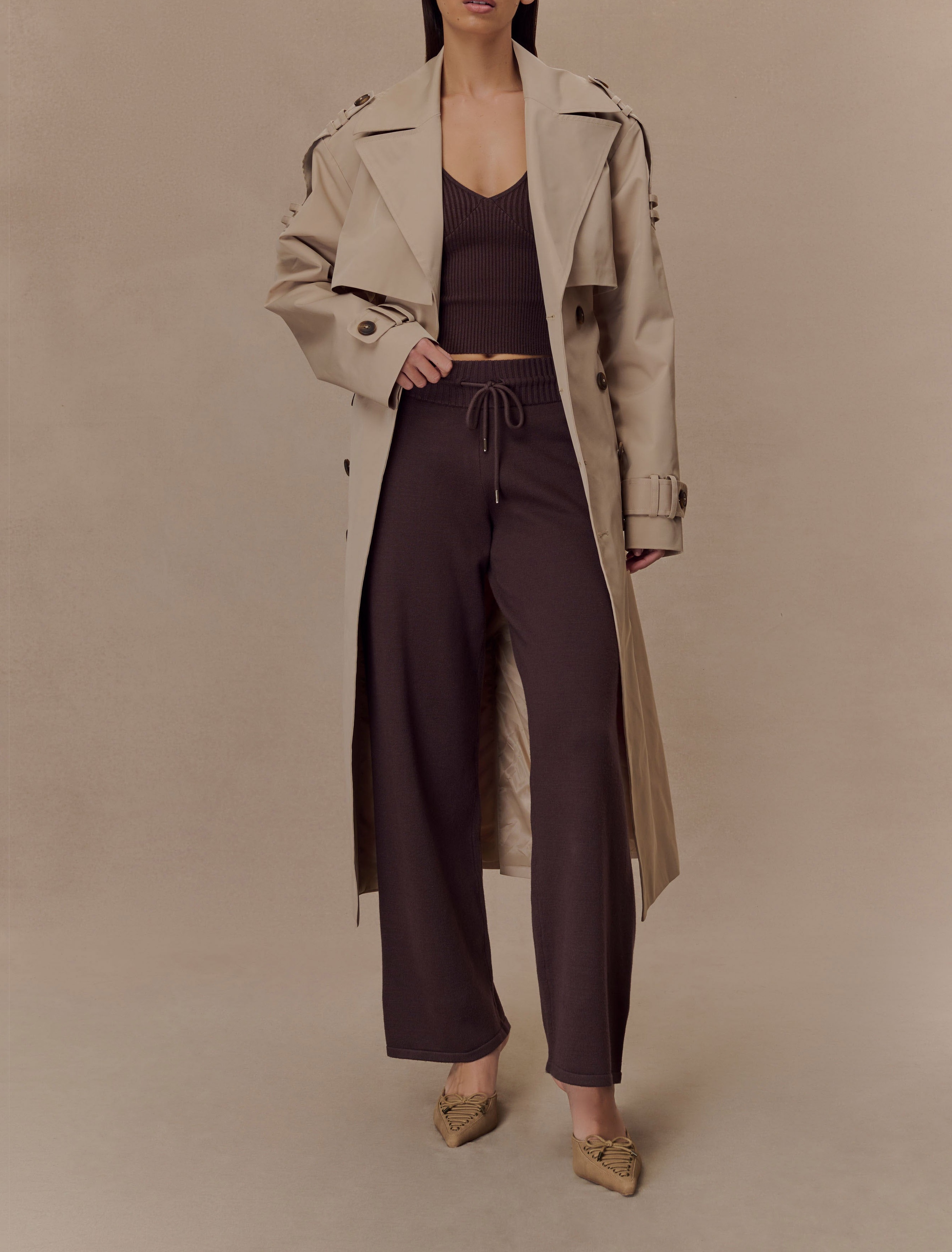 Chocolate Ribbed Knit Cami Top