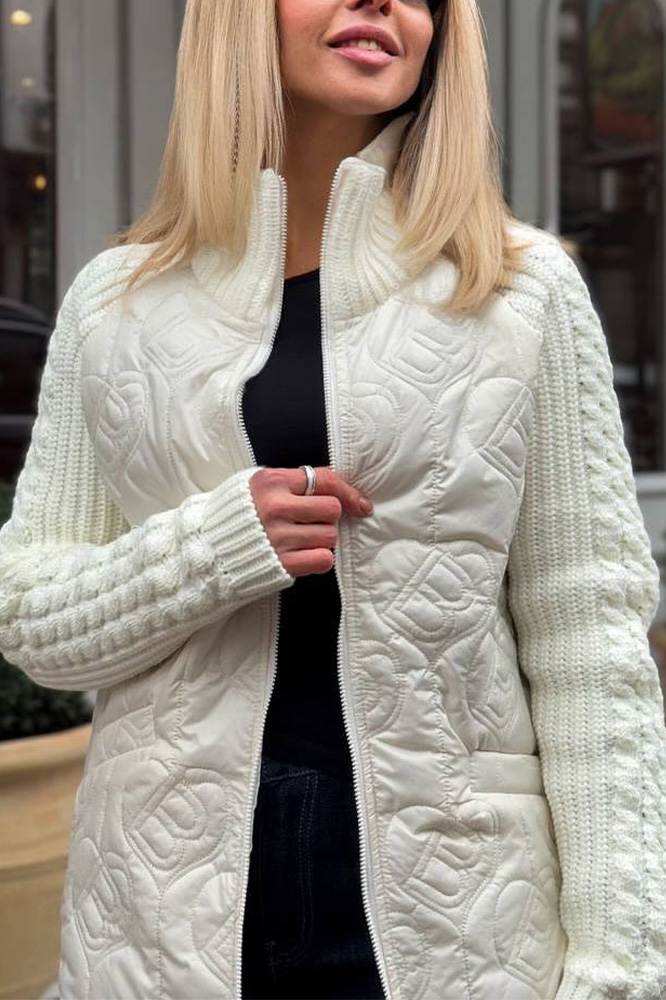 Women's Stylish Knitted Splicing Casual Jacket