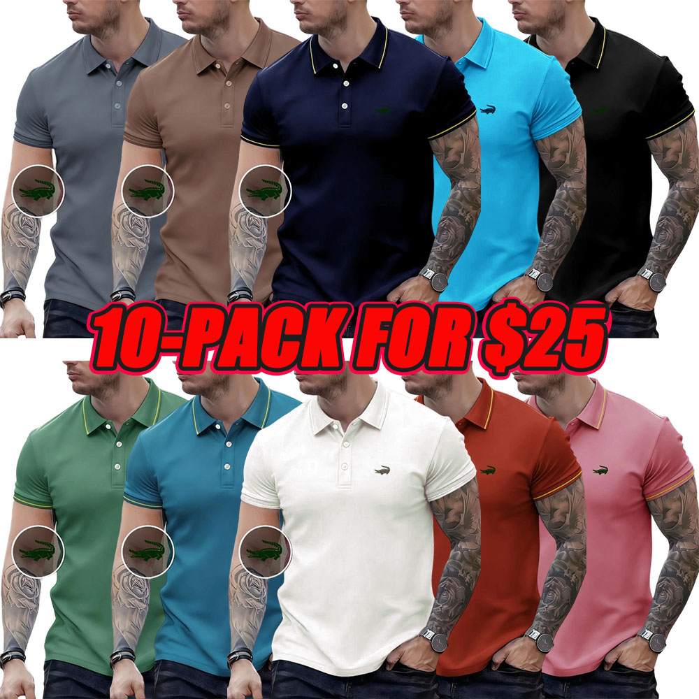 Men's Regular Fit Letter Print Contrast Trim Polo Shirt