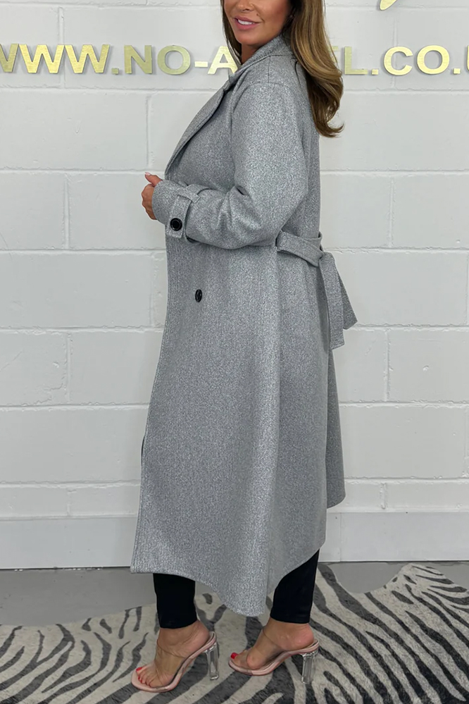 Oversize Wool Look Belted Longline Coat