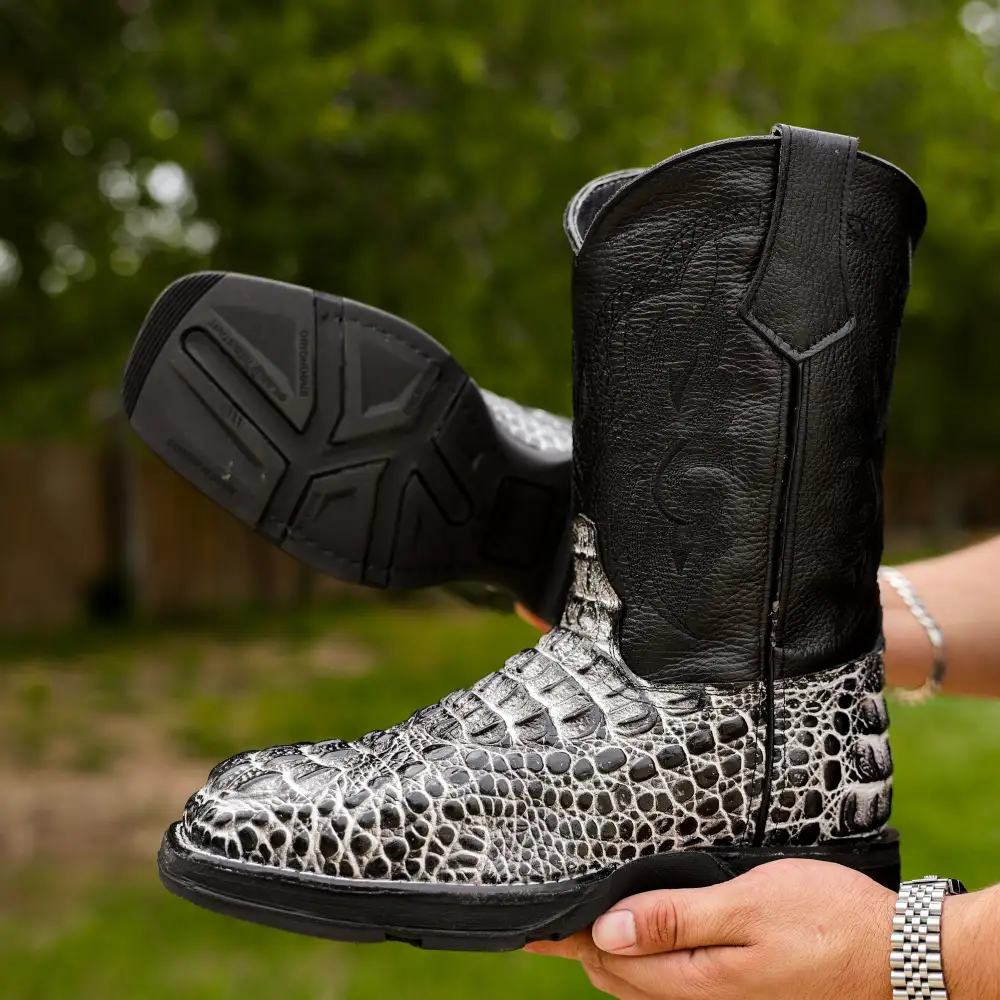 Eclipse Caiman Neck Leather Boots With 3D Lightweight BLACK EDITION Sole - Composite Toe