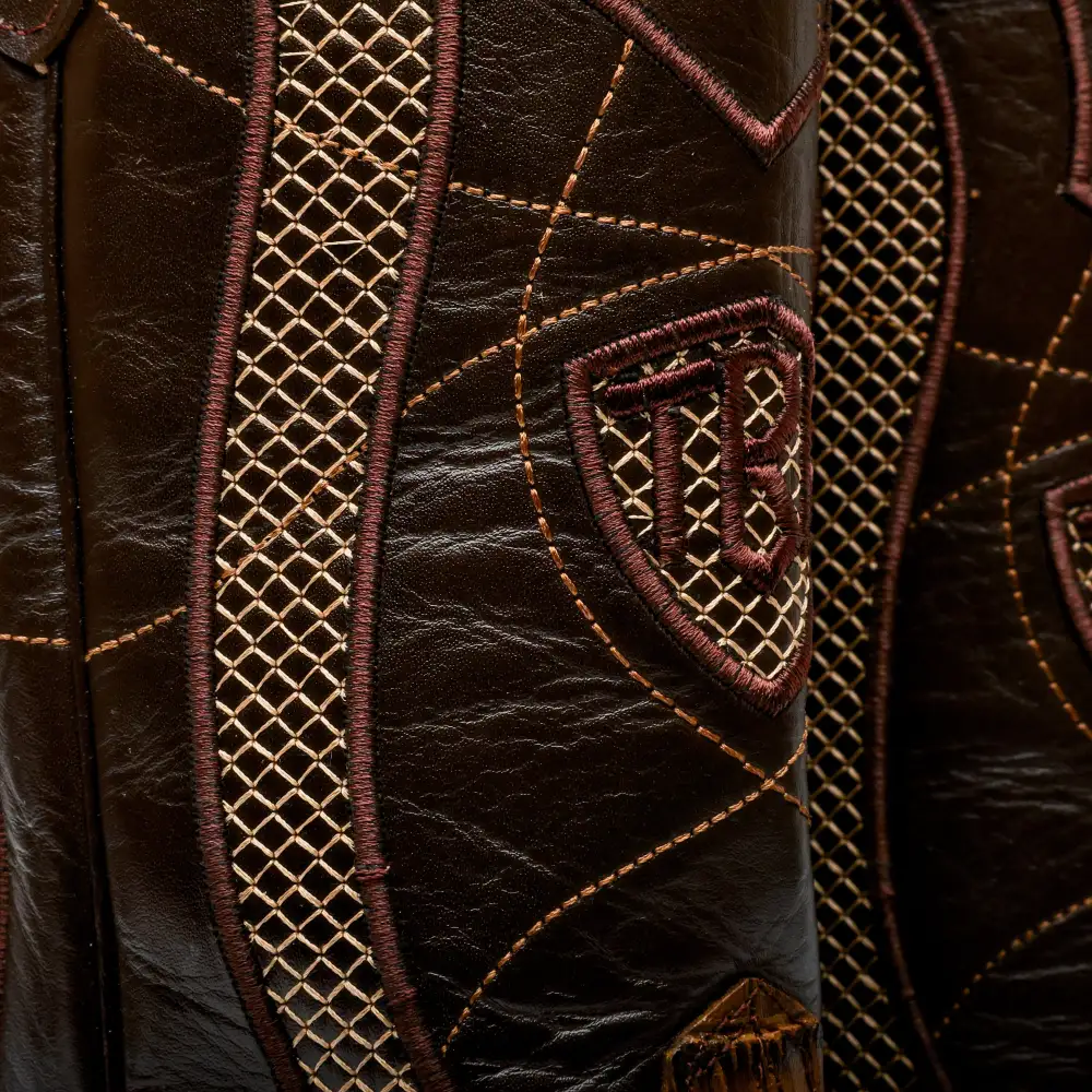 Honey Caiman Belly Leather Boots - Square Toe