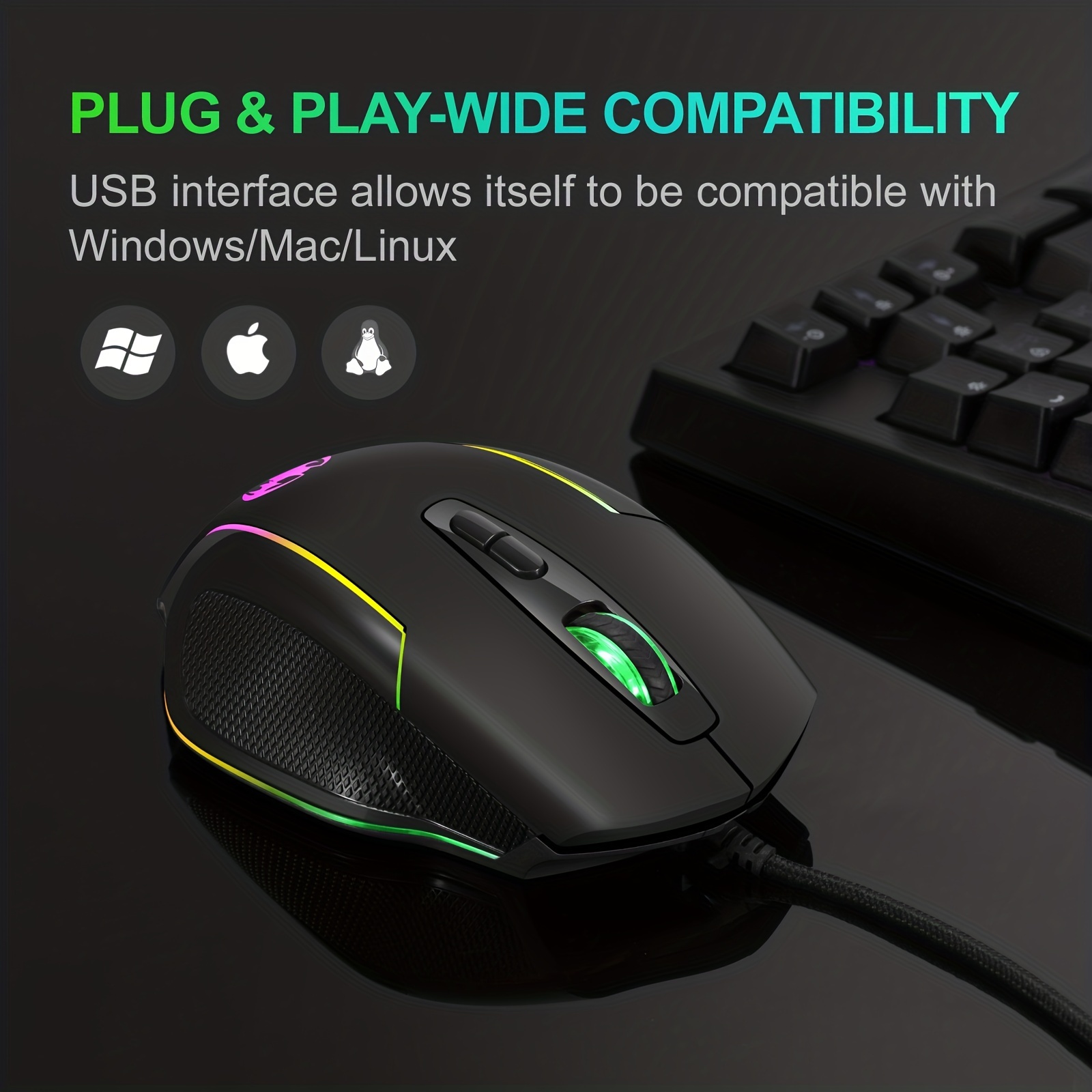 Wired USB Gaming Mouse LED Color Luminescence Gaming Mouse