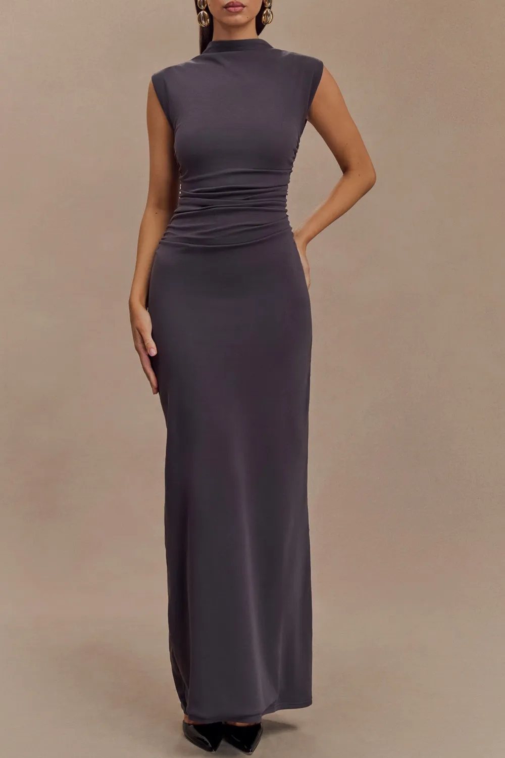 High Neck Sleeveless Maxi Dress