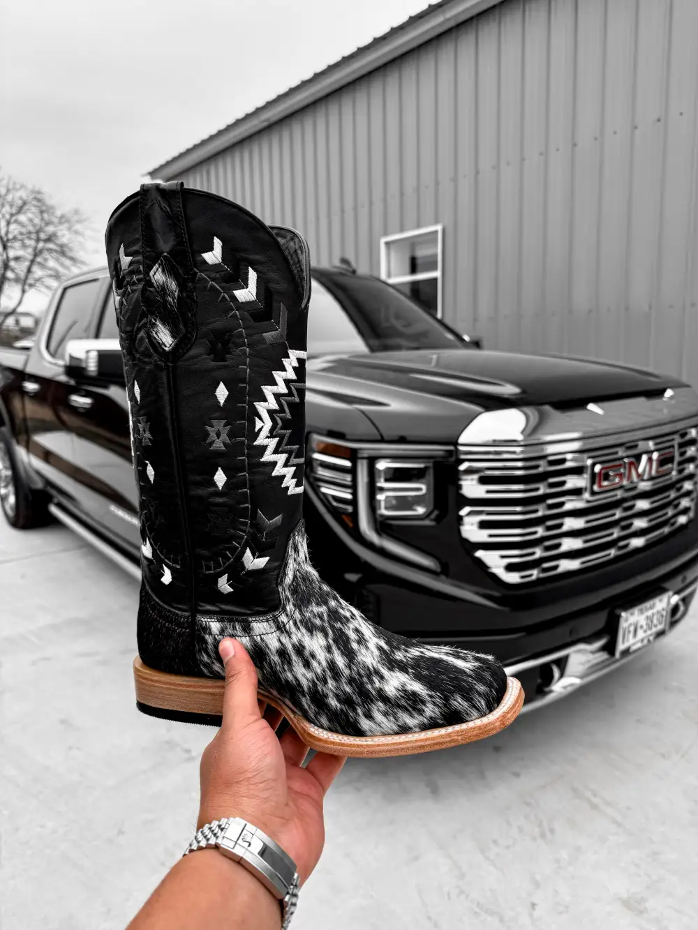 Genuine Cowhide Boots - Square Toe