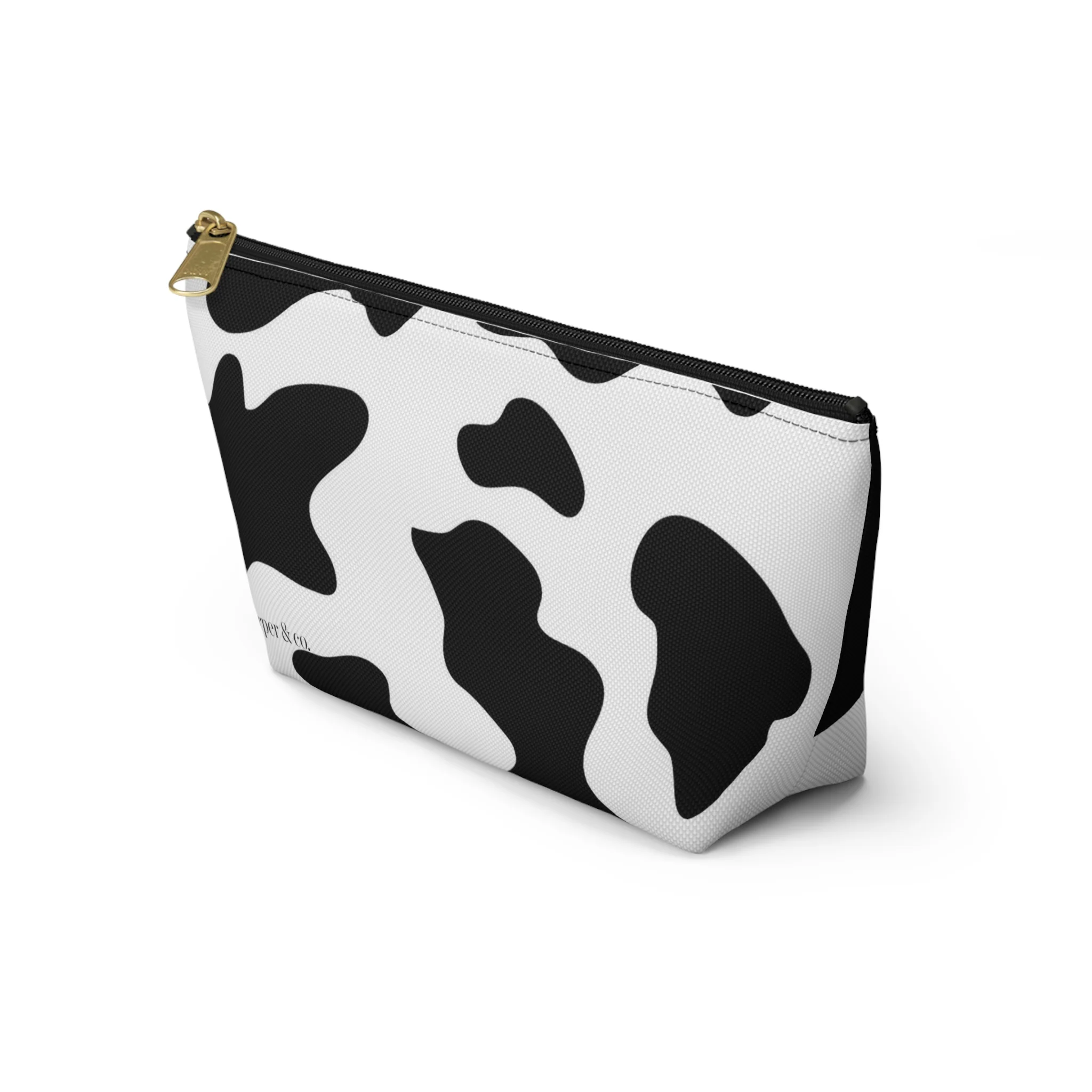Cow Print Accessory Pouch w T-bottom