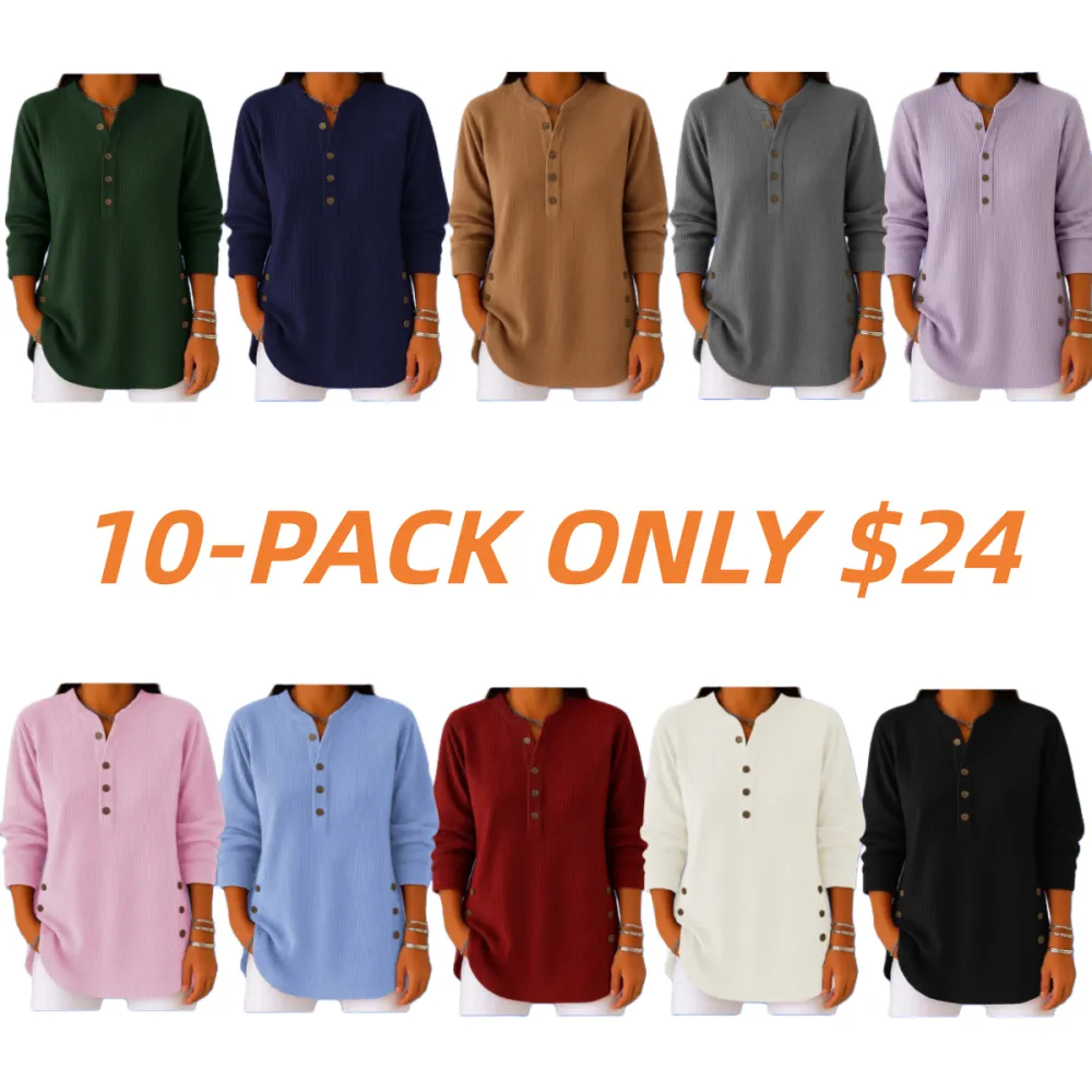 CLEARANCE SALE🔥 Women's Solid Color Crew Neck Long Sleeve Casual Loose Knit Pullover