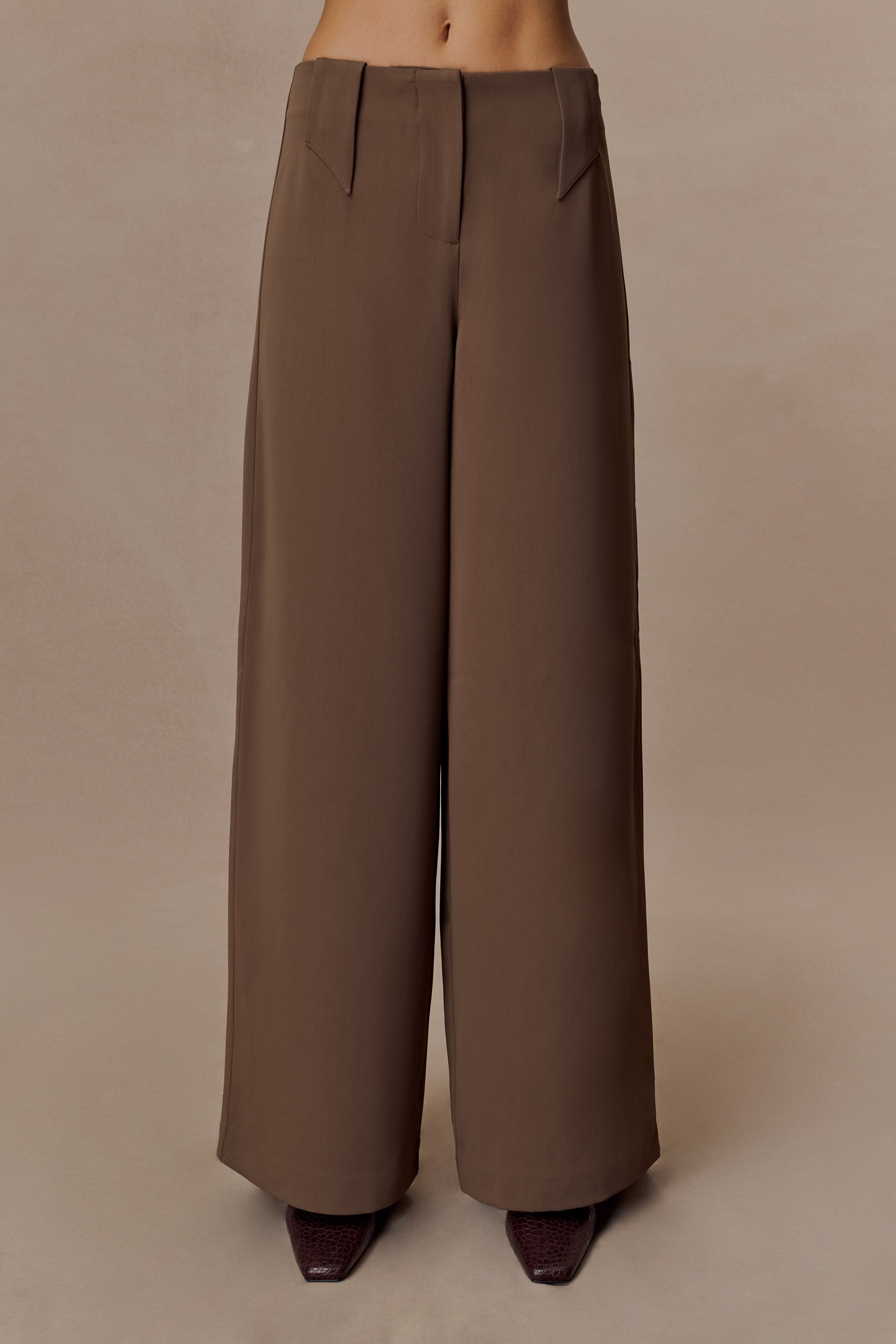 Brown Wide Leg Suiting Trouser