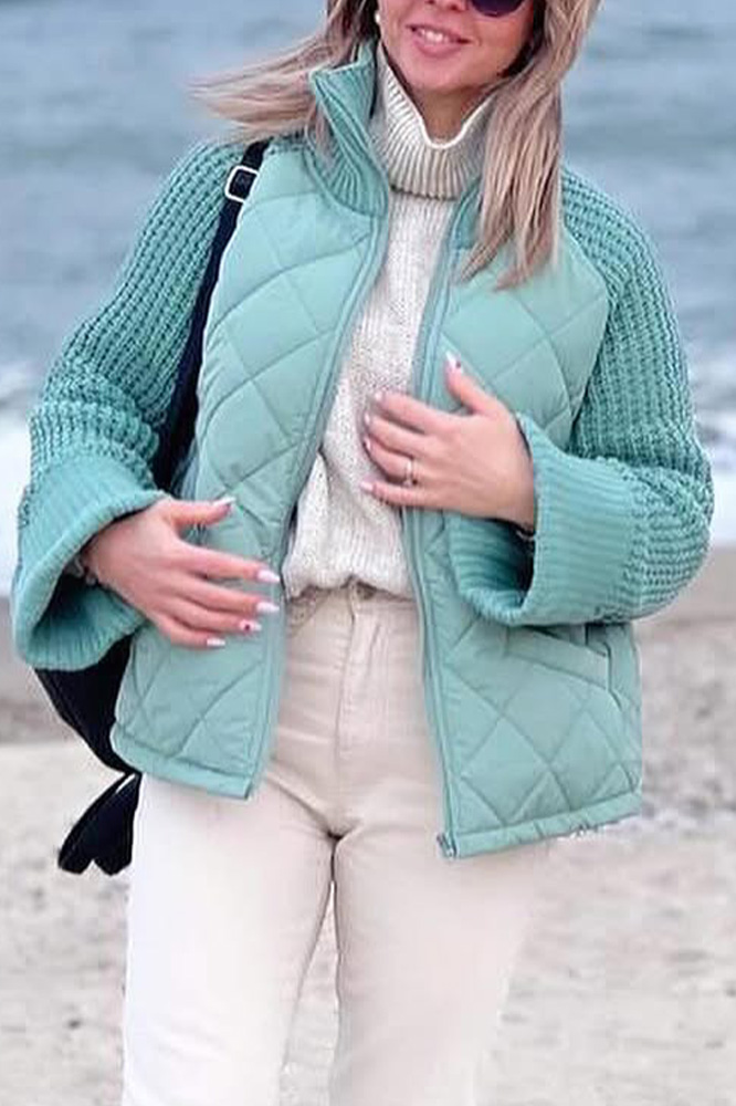 Women's Stylish Knitted Splicing Casual Jacket