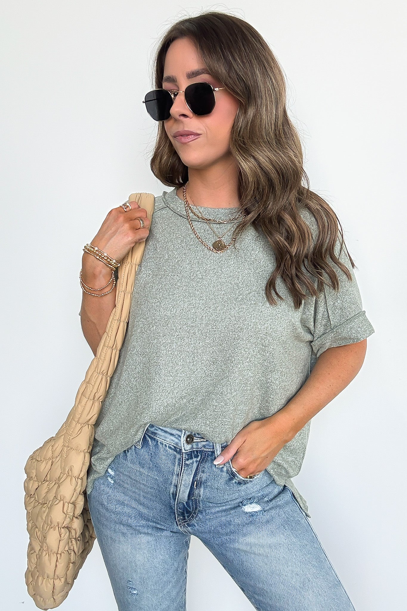 Sunday Muse Melange High Low Tee