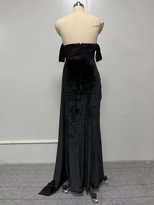 Flower Lace Mesh One-Shoulder Short Sleeves Evening Mermaid Maxi Dresses