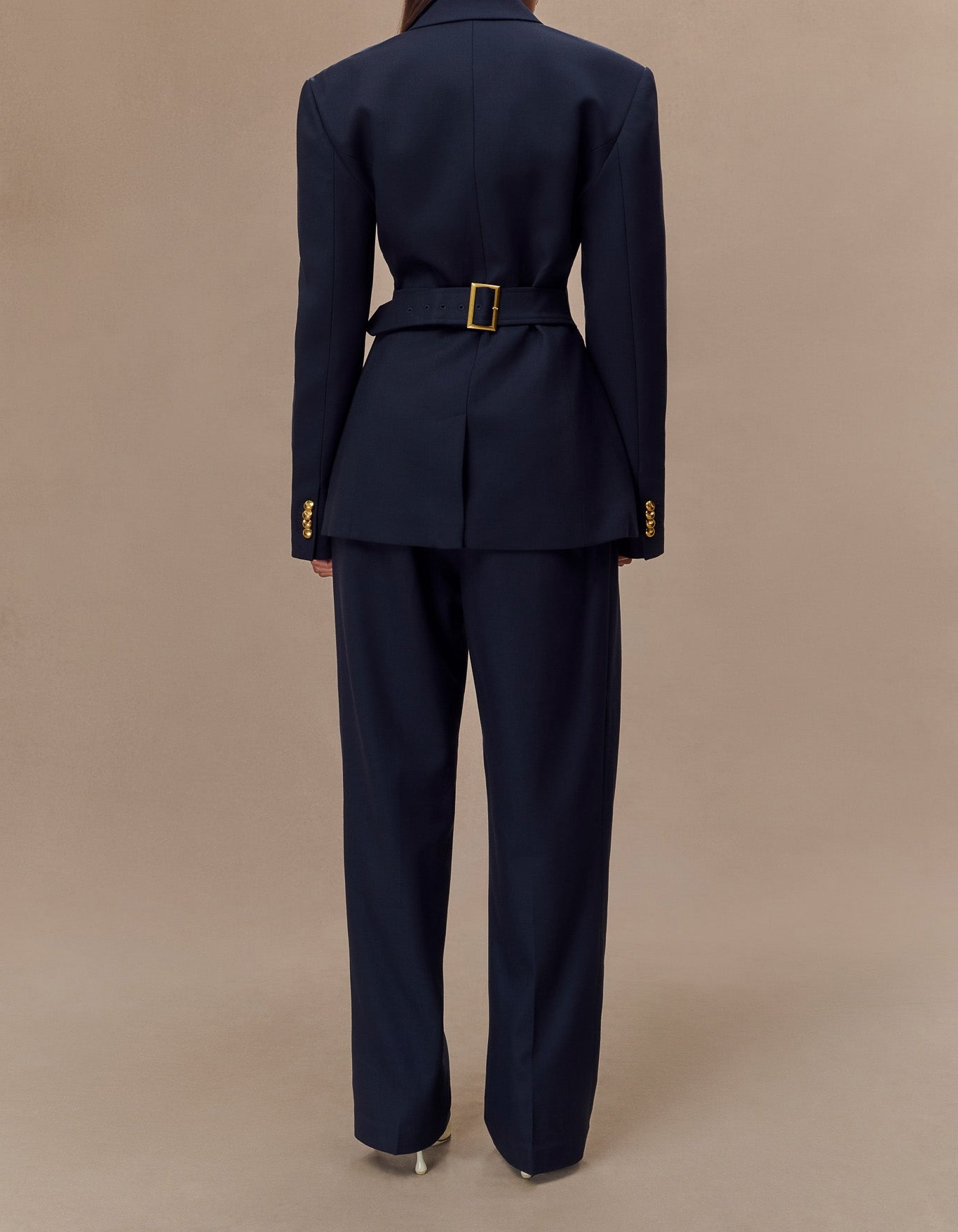 Navy Pleated High Waisted Pants