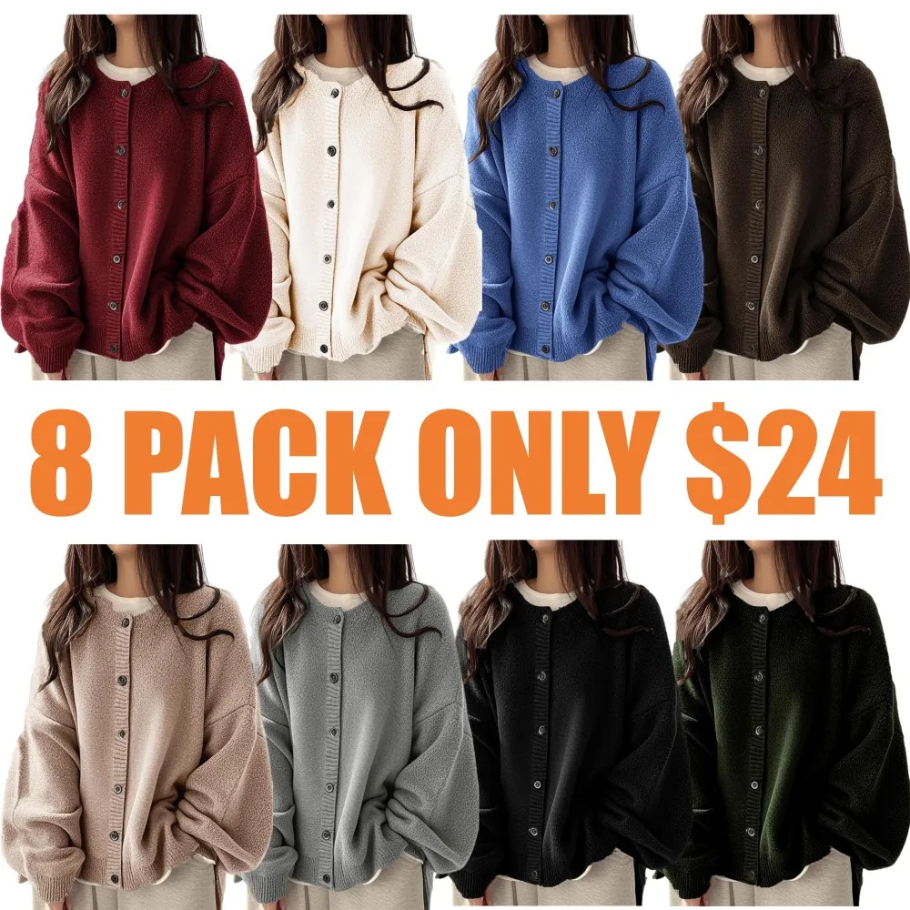 Women's Plain Button Front Knit Cardigan