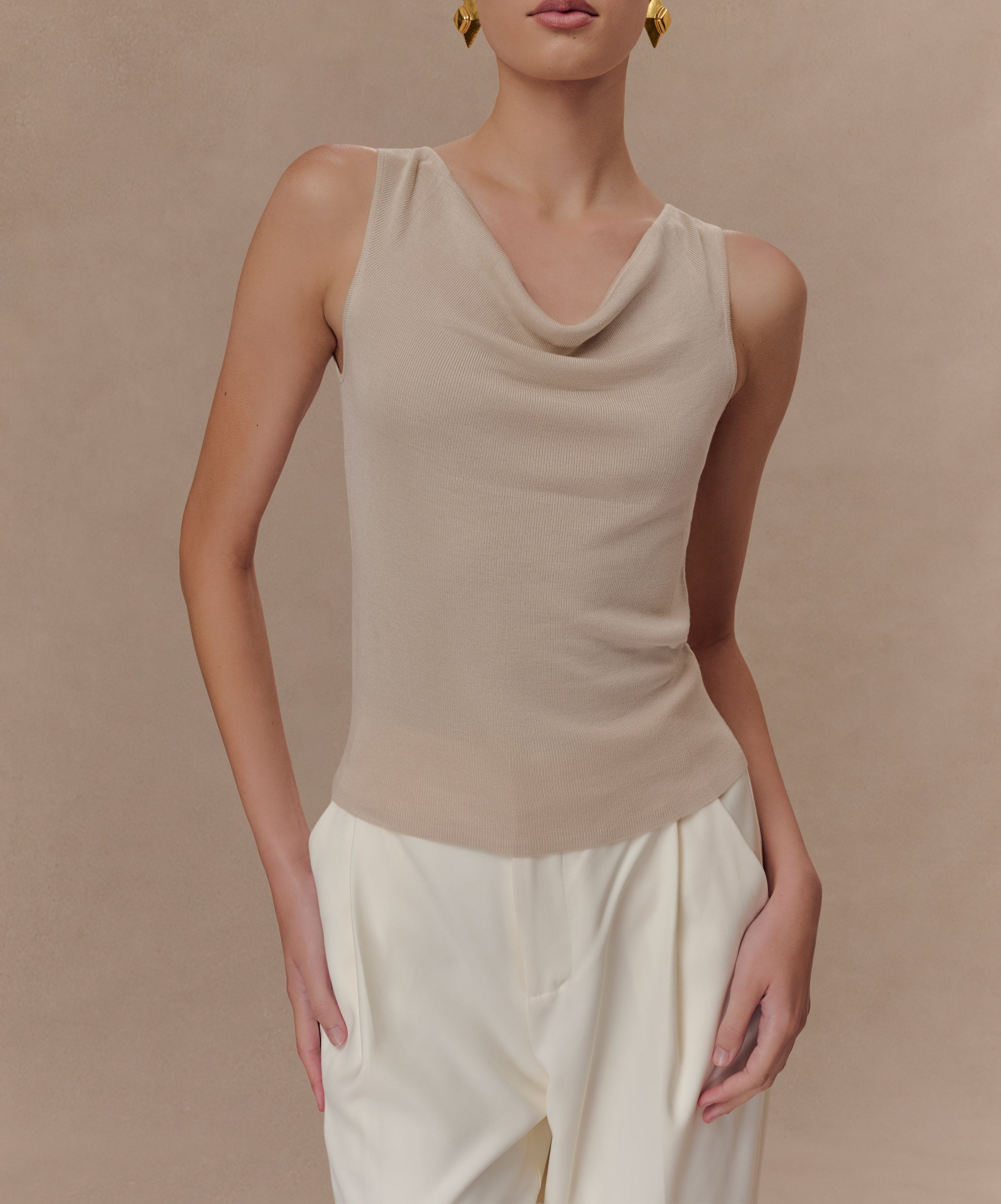 Stone Draped Front Knit Top