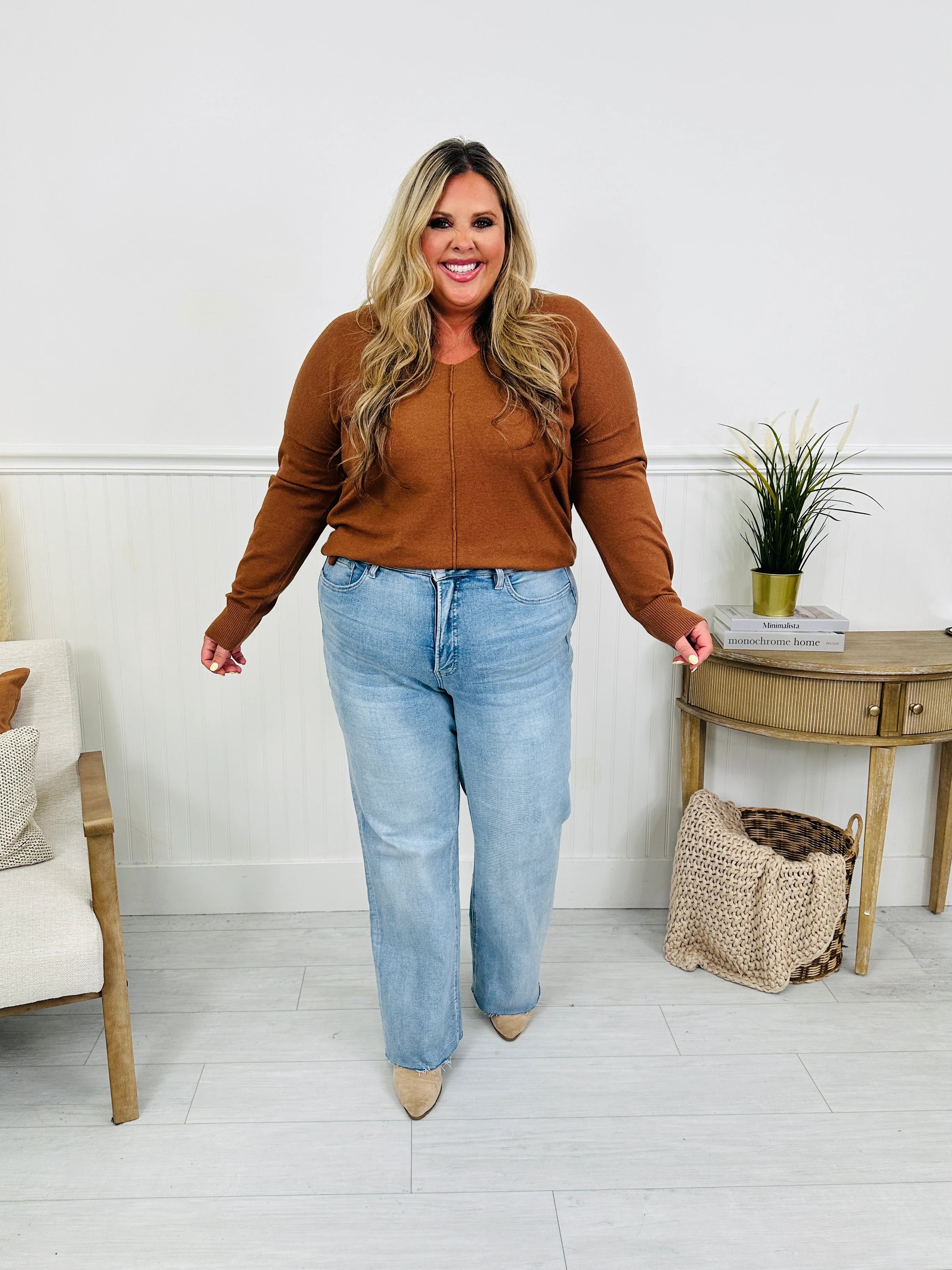 Feeling Brand New Slim Wide Leg Tummy Control Jeans