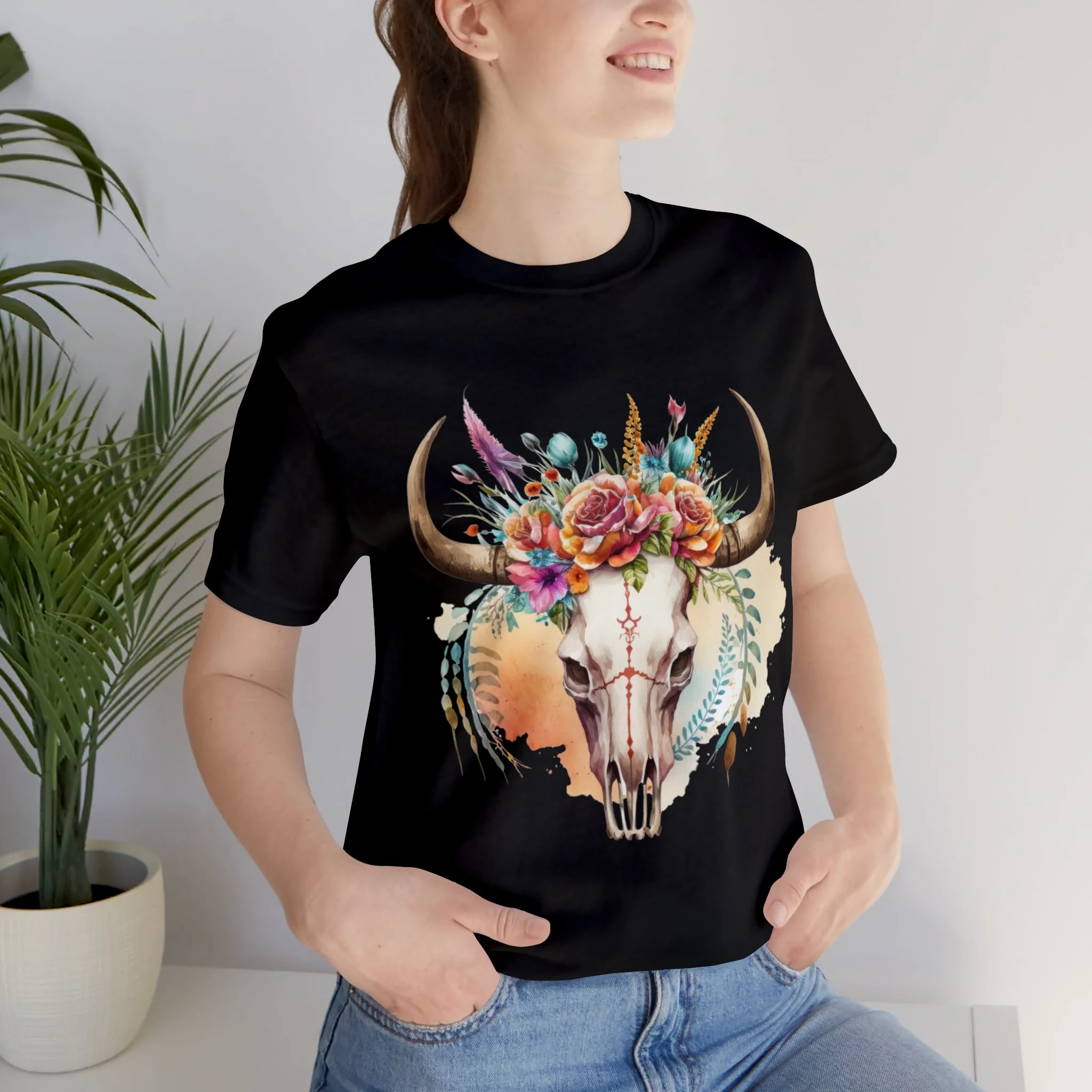 Boho Skull Unisex Jersey Short Sleeve Tee