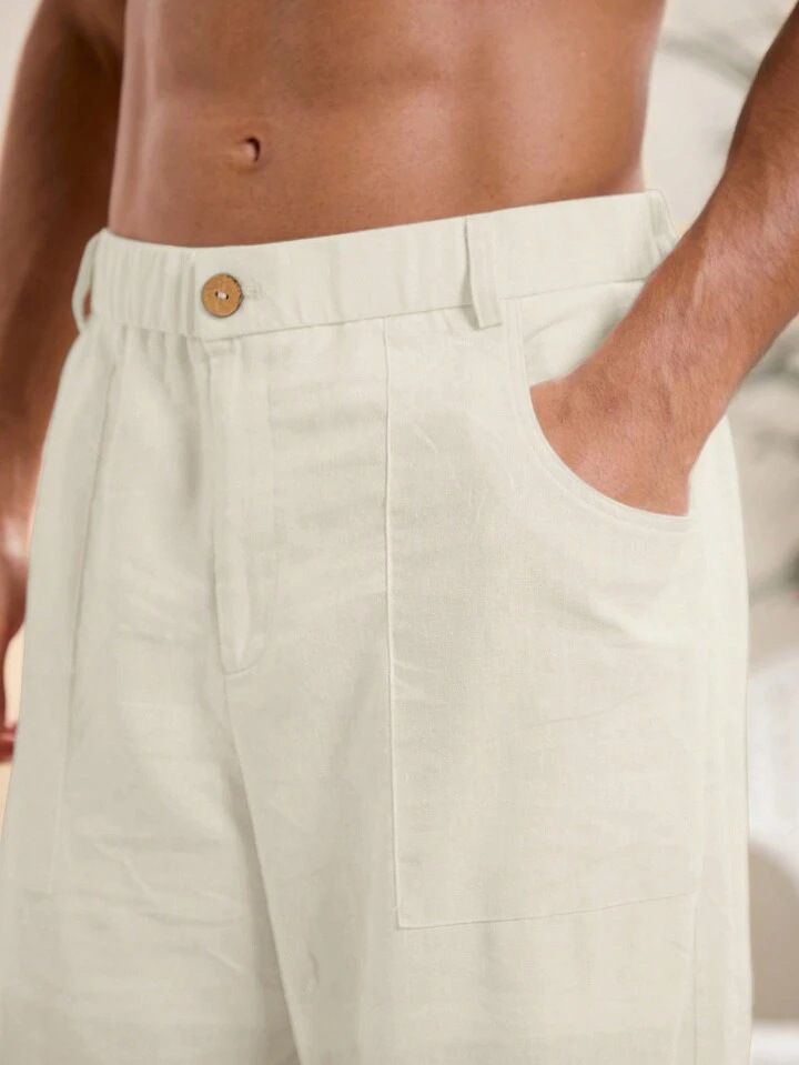 Men's loose cotton and linen casual trousers