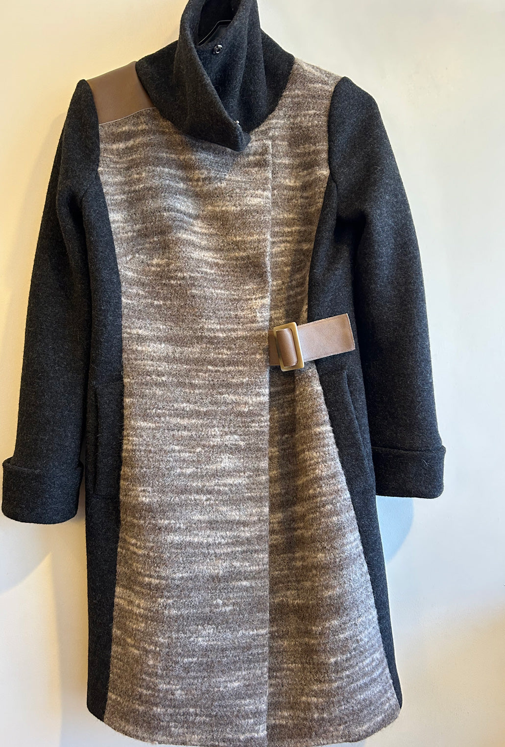 DARK TAUPE HAZE COWL NECK COAT