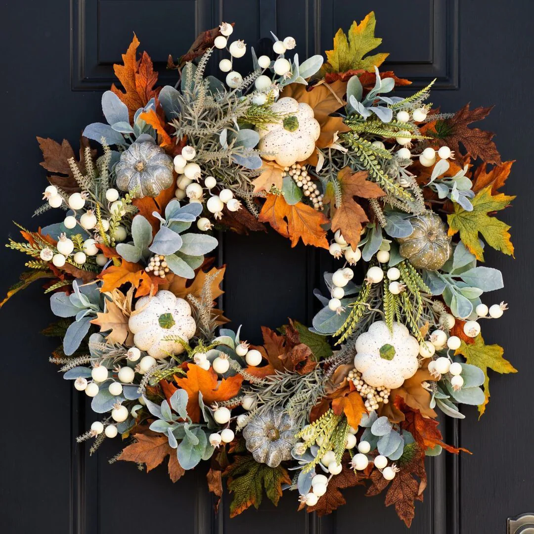Autumn Leaves & Pumpkins Wreath
