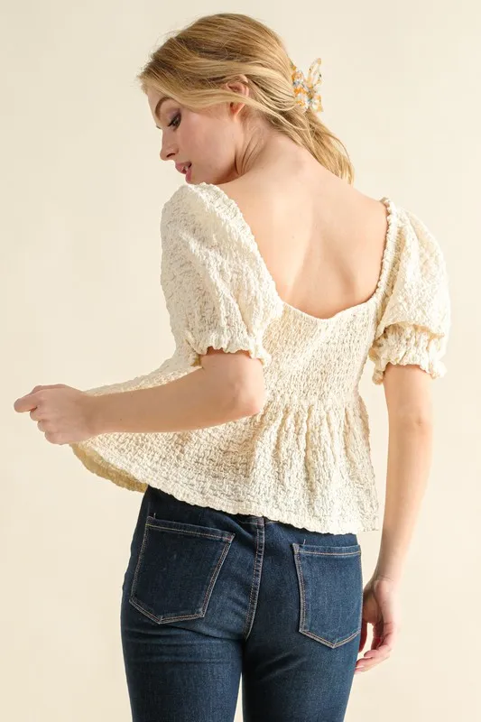 Lovely Textured and Smocked Top