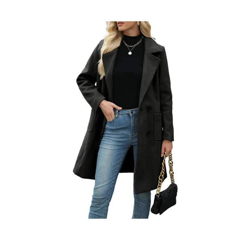 Tynelle Ladies' 8-Color Wool-Blend Mid-Length Lapel Coat